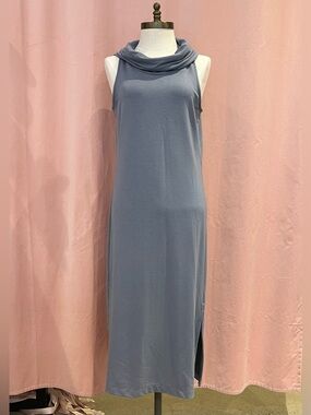 Banana Republic Blue Grey Cowl Neck Midi Dress | Size S | Elegant Minimal